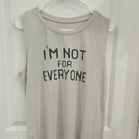 None Tops - Women's Sleeveless Graphic Top - Gray